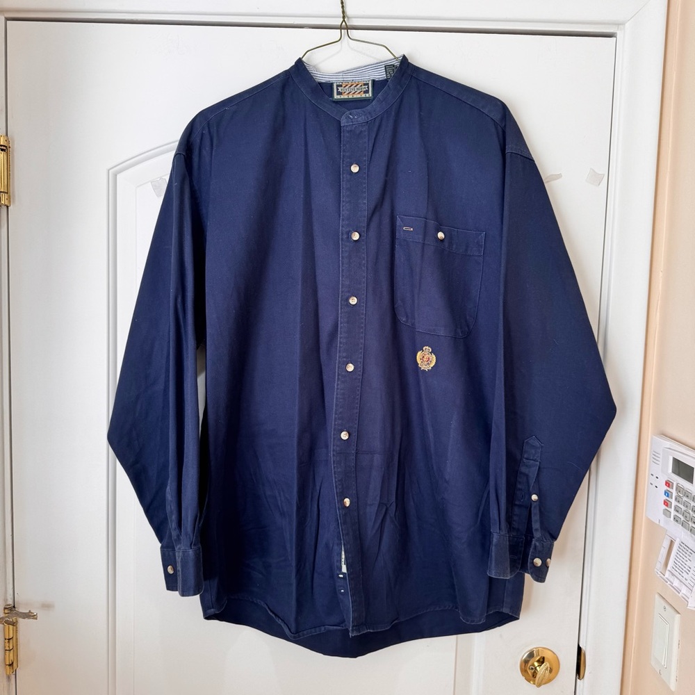 Hunting Horn Designed for JR Riggins Navy Long Sleeve Button Up Shirt Mens XL